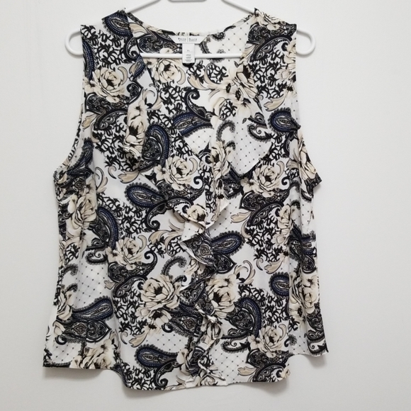 White House Black Market Tops - White House Black Market Floral Ruffle Blouse